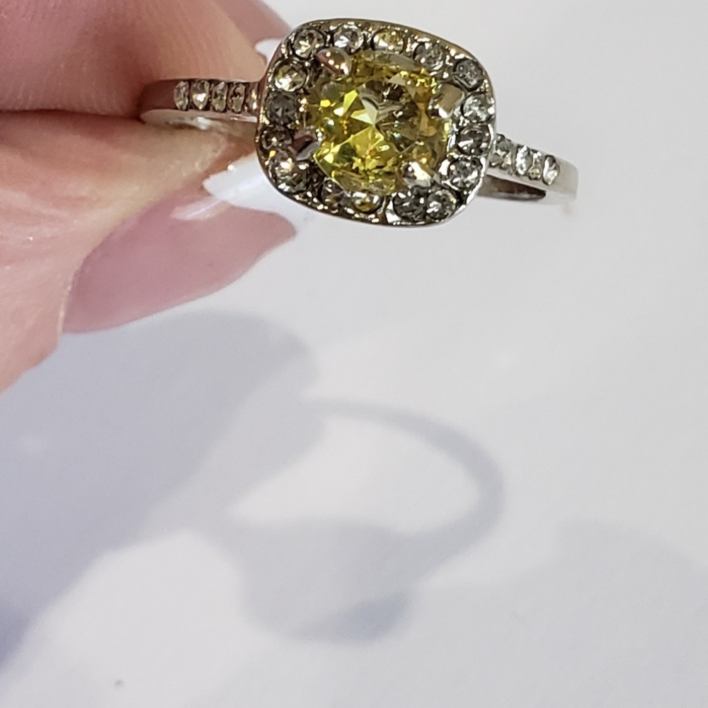 Citrine gemstone, CZ Rhinestone, Fashion RIng - Picture 3 of 16